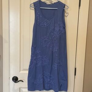 Soft Surroundings Blue Embroidered Mini Dress
